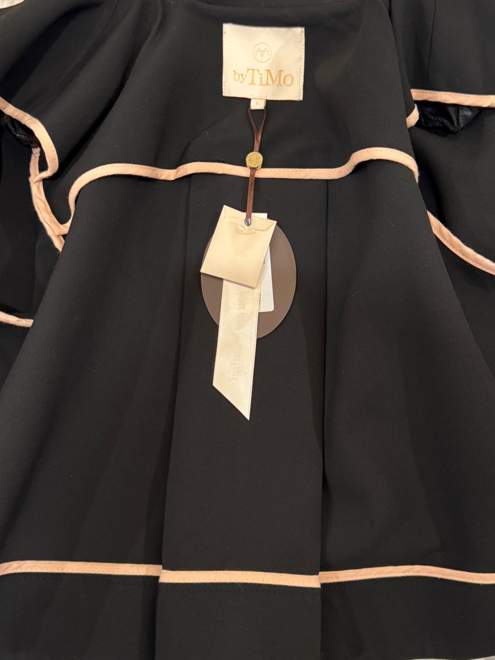 By Timo Black Jacket with Puff Shoulder & Gold Buttons - Cropped Size L - Picture 10 of 16